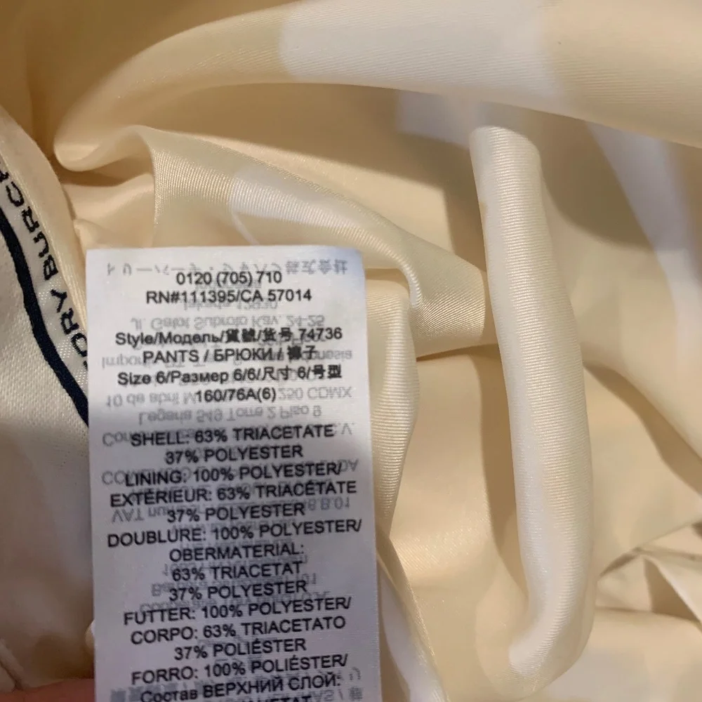 Tory Burch Cream Lined Dress Pants sz 6